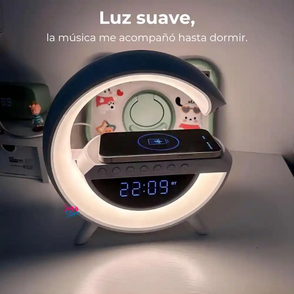 Lámpara Led Cargador Inalámbrico Parlante Altavoz Bluetooth