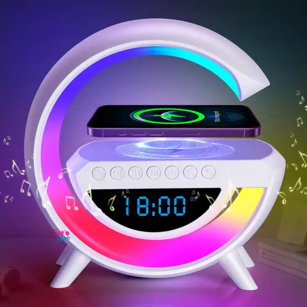 Lámpara Led Cargador Inalámbrico Parlante Altavoz Bluetooth