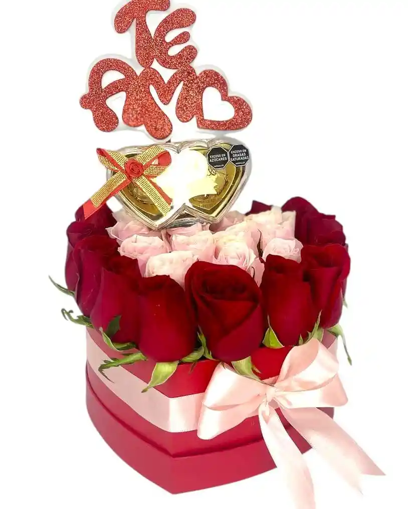 Rosas Rojas Y Rosadas En Caja