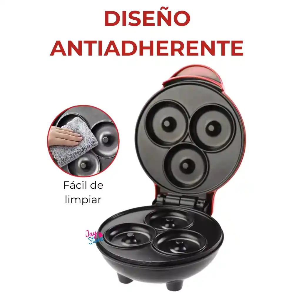 Máquina Para Hacer Donas Eléctrica Antiadherente Hace 3 Donas