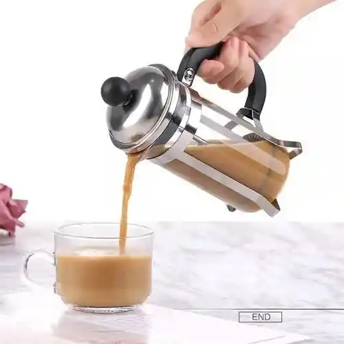 Cafetera Prensa Francesa 600ml En Vidrio - Color Plata