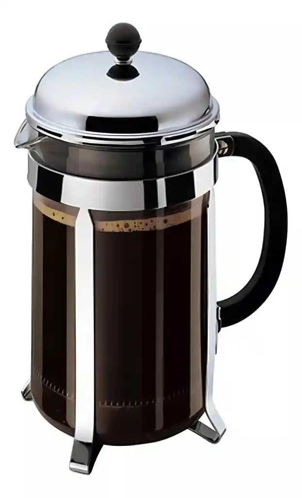 Cafetera Prensa Francesa 1000ml En Acero Inoxidable Vidrio Color Plateado