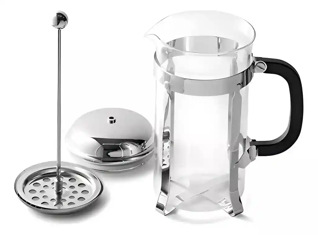 Cafetera Prensa Francesa 1000ml En Acero Inoxidable Vidrio Color Plateado