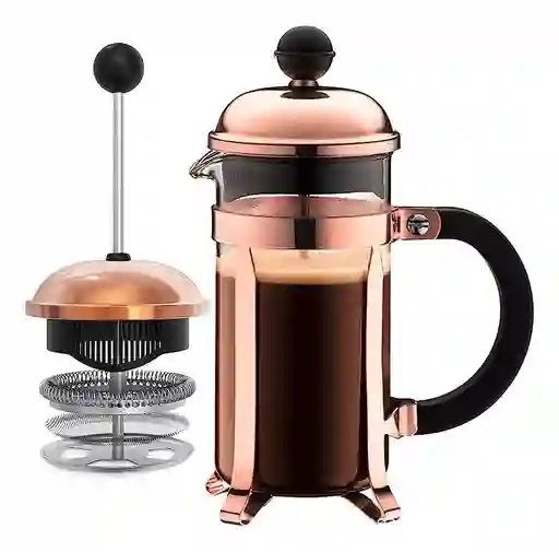 Cafetera Prensa Francesa- 600ml - En Vidrio - Color Oro Rosa