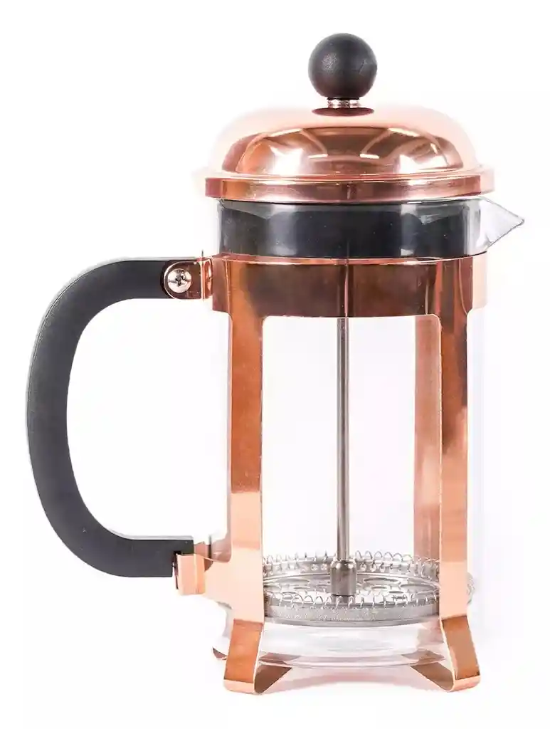 Cafetera Prensa Francesa- 600ml - En Vidrio - Color Oro Rosa