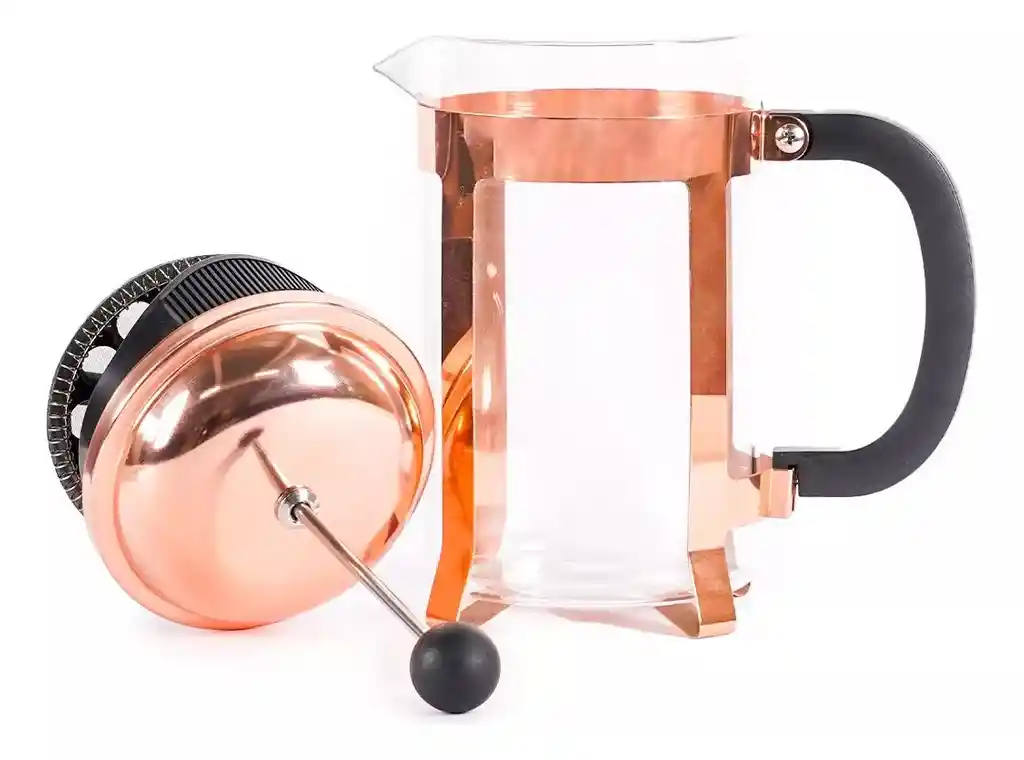 Cafetera Prensa Francesa- 600ml - En Vidrio - Color Oro Rosa