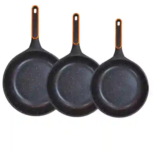 Juego De Sartenes En Mármol X3 Swisshome Con Tapas Silicona