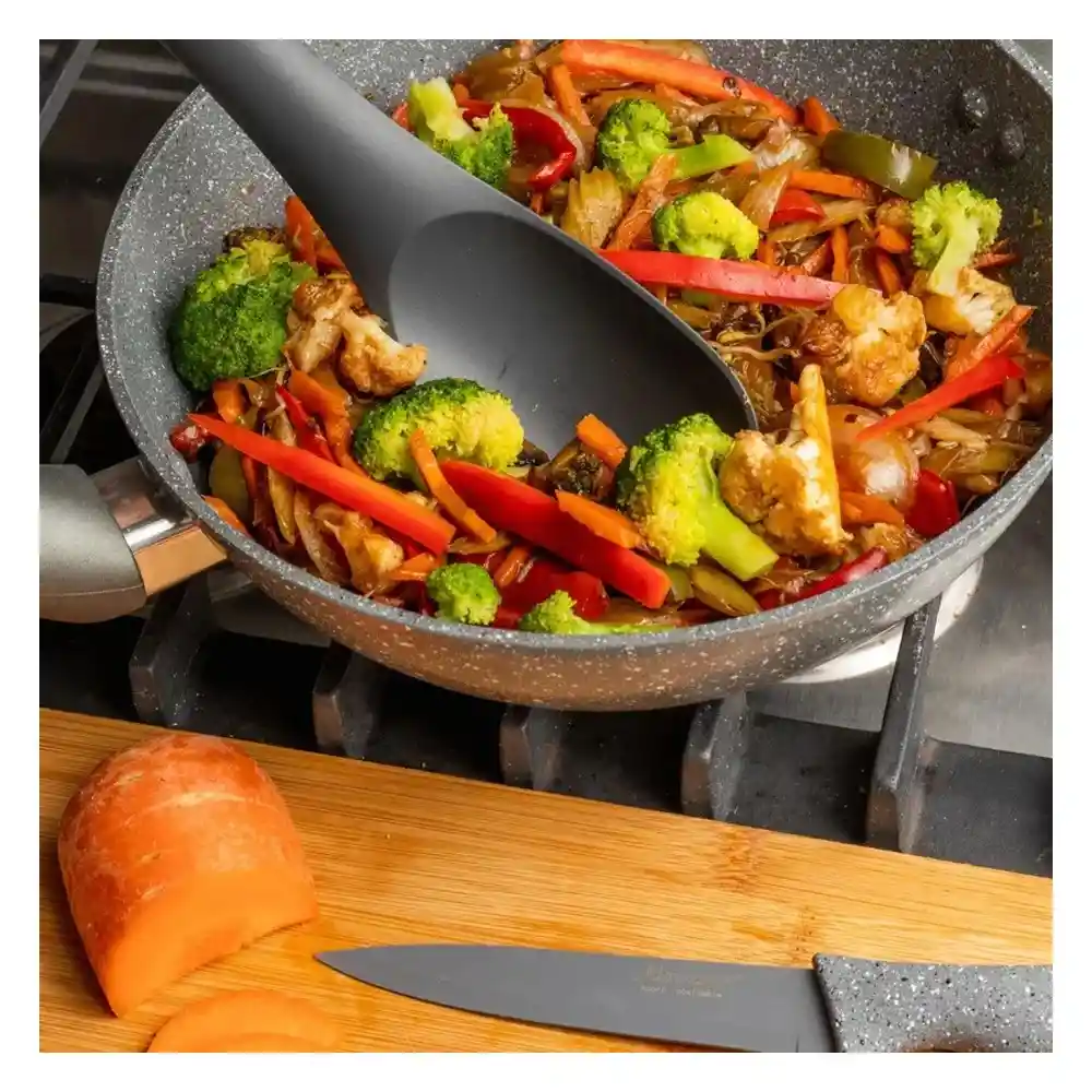 Sartén Antiadherente Mármol Cocina Resistente Oscuro 28cm