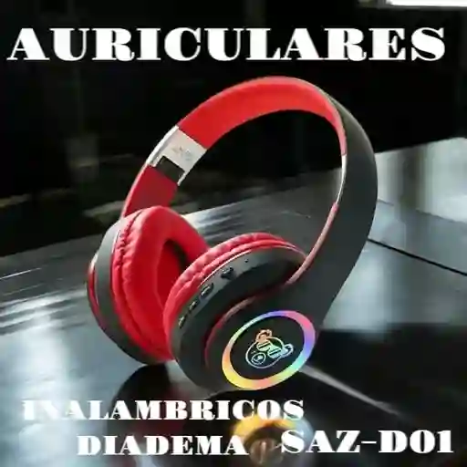 Auriculares Inalámbricos Diadema Luminosa Saz-d01 Roja/negro