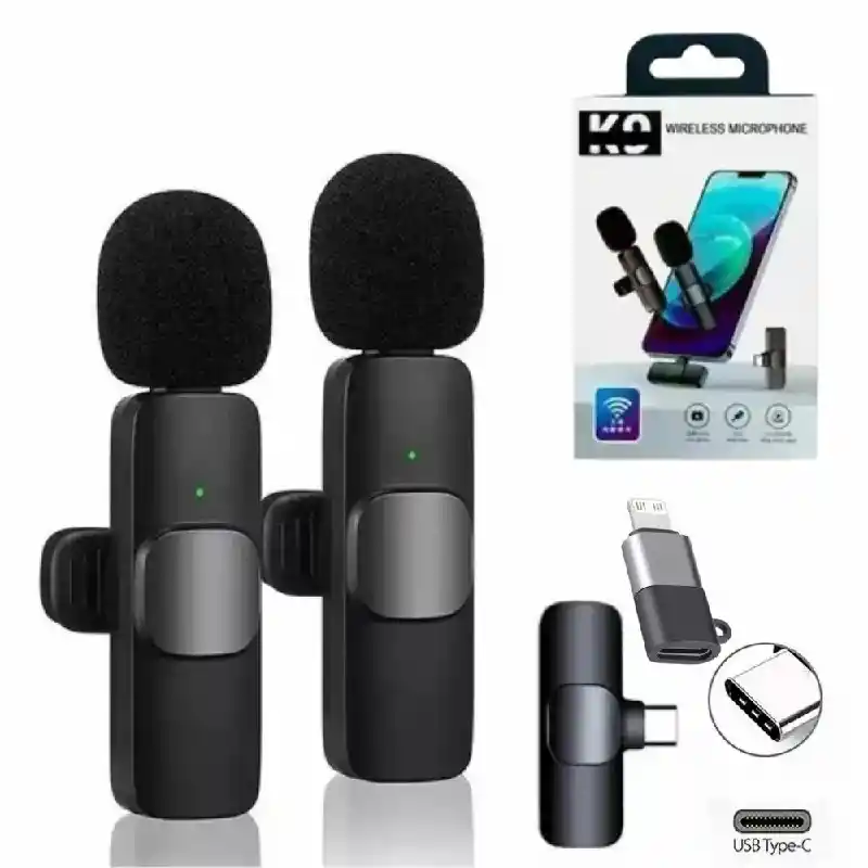 Microfono De Solapa Inalambrico K9 2 En 1 Para Android Tipo C O Iphone