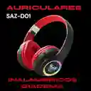 Auriculares Inalámbricos Diadema Luminosa Saz-d01 Roja/negro