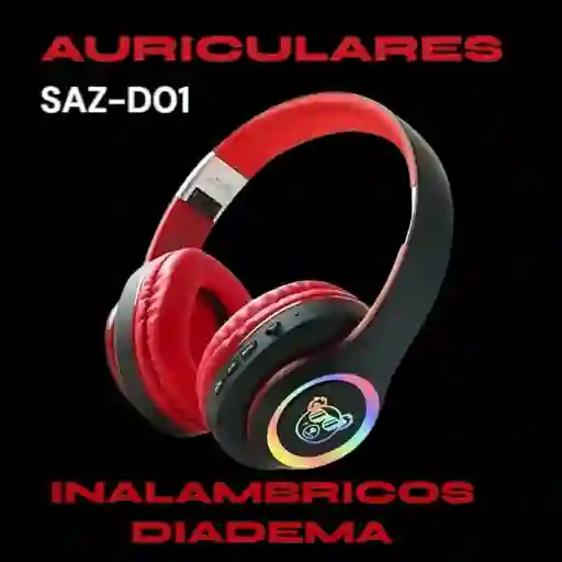 Auriculares Inalámbricos Diadema Luminosa Saz-d01 Roja/negro