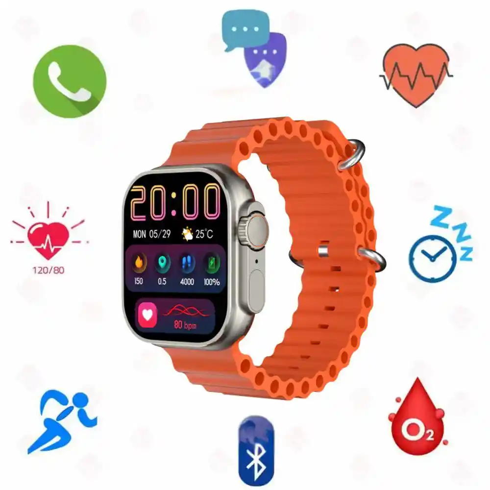 Reloj Inteligente Smartwatch Bluetooth Mobulaa Iw10 Ultra Naranja 49mm