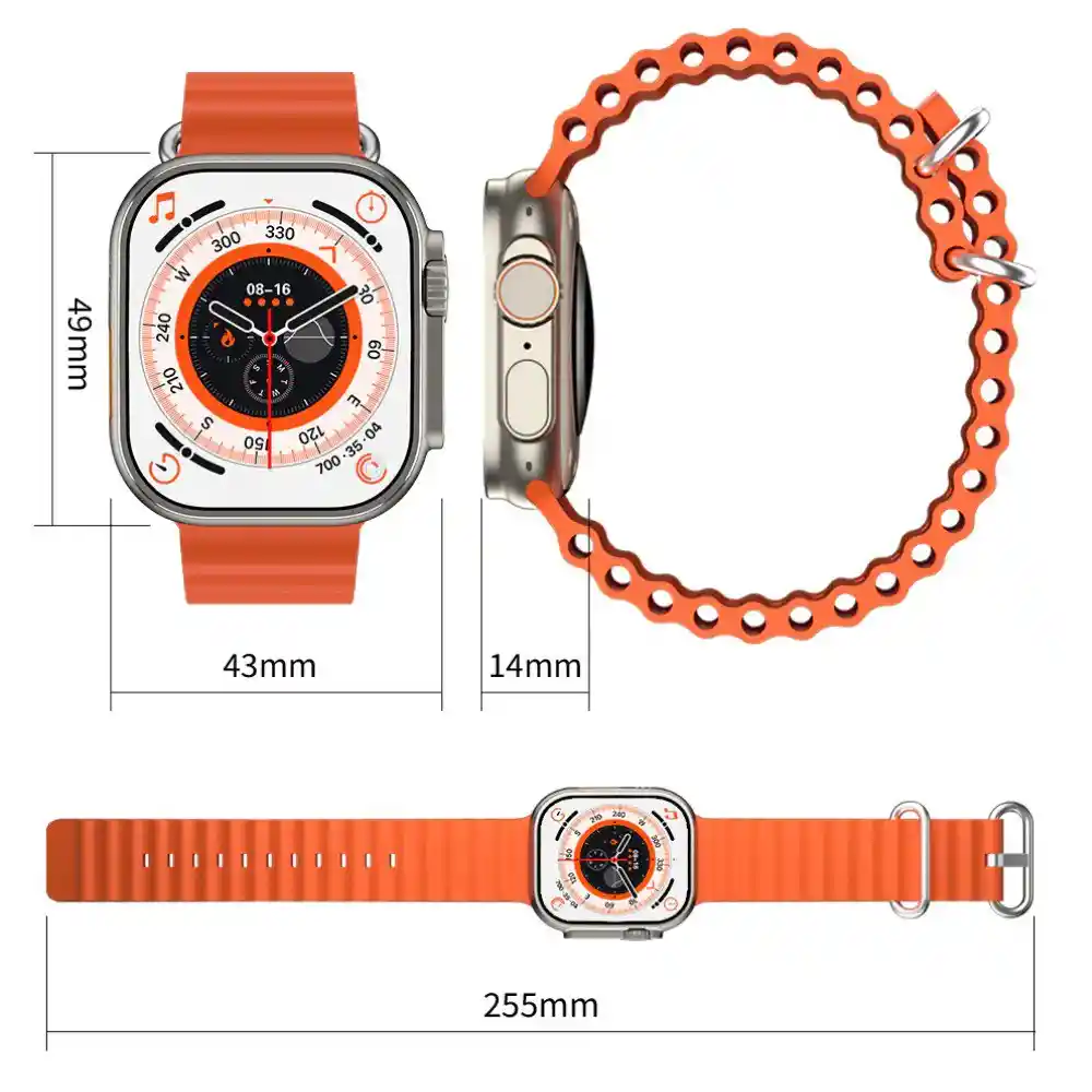 Reloj Inteligente Smartwatch Bluetooth Mobulaa Iw10 Ultra Naranja 49mm