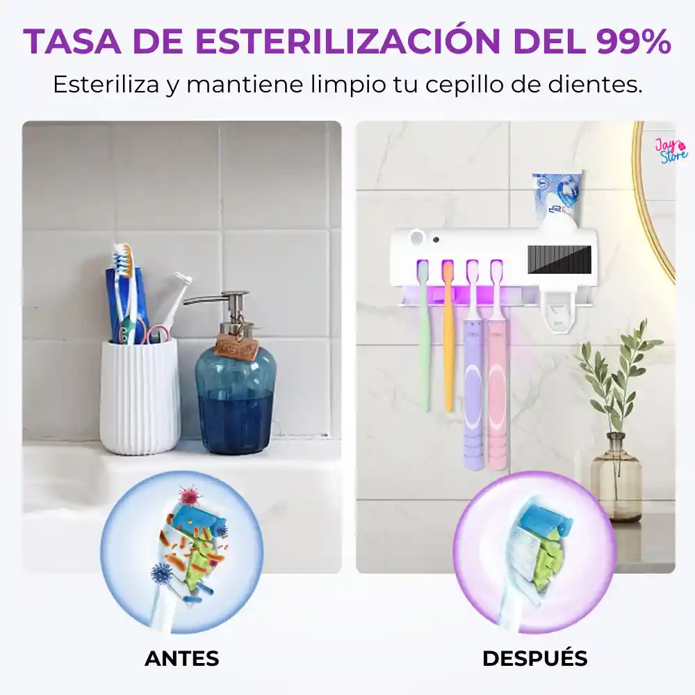 Soporte Cepillos Dispensador Crema Dental Esterilizador Uv