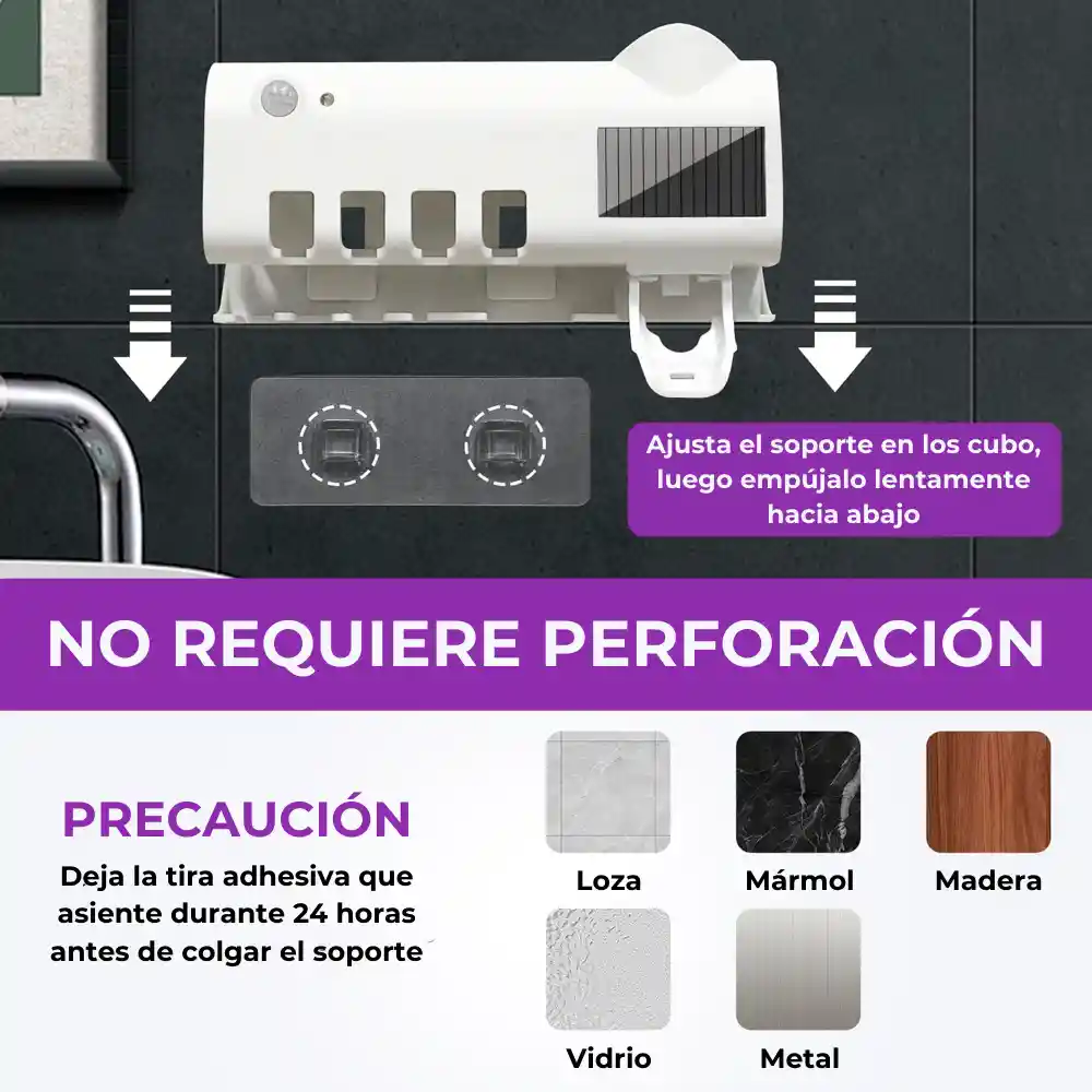 Soporte Cepillos Dispensador Crema Dental Esterilizador Uv