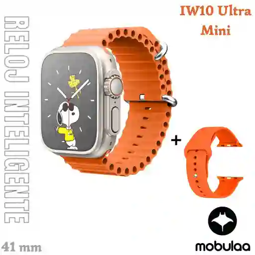 Reloj Inteligente Smartwatch Bluetooth Mobulaa Iw10 Ultra Mini Naranja 41mm