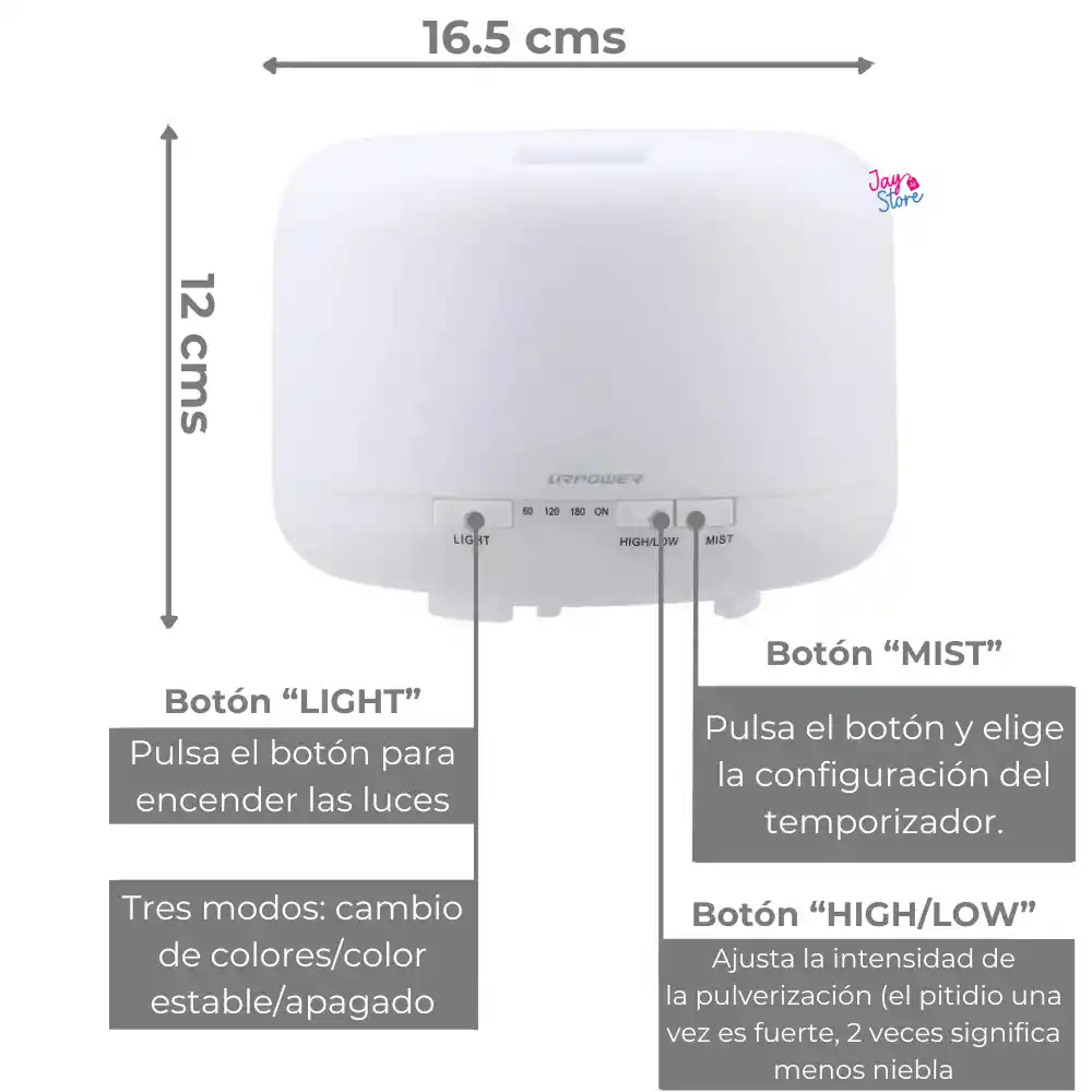 Humidificador Led Difusor Aromas 500ml + Esencia Aromaterapia
