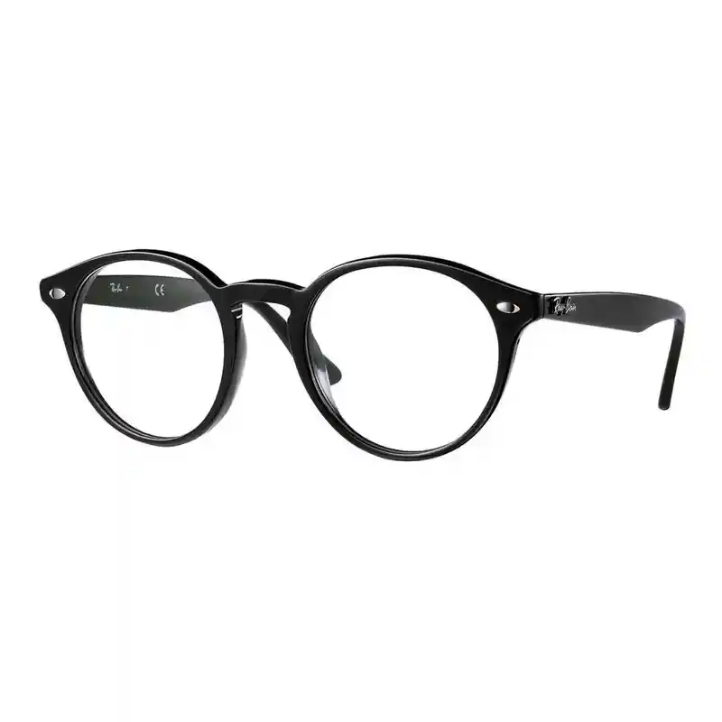 Montura De Lentes De Medida Ray Ban Round Rb2180v 2000 Color Negro Talla 49mm