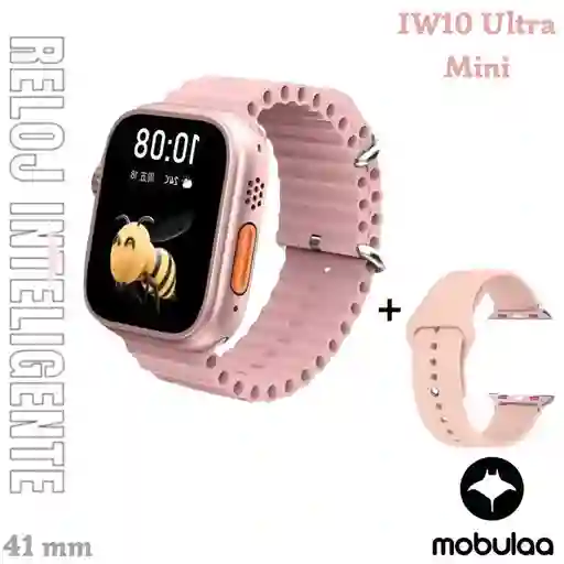 Reloj Inteligente Smartwatch Bluetooth Mobulaa Iw10 Ultra Mini Rosado 41mm