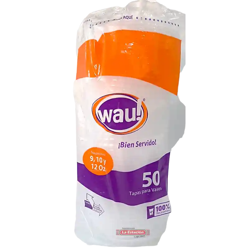 Tapa Vaso 9, 10 Y 12 Onzas Wau! X 50 Und