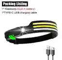 Linterna Frontal Con Sensor, Luz Led, Recargable Por Usb, 5 Modos De Iluminación