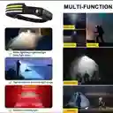 Linterna Frontal Con Sensor, Luz Led, Recargable Por Usb, 5 Modos De Iluminación