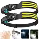 Linterna Frontal Con Sensor, Luz Led, Recargable Por Usb, 5 Modos De Iluminación