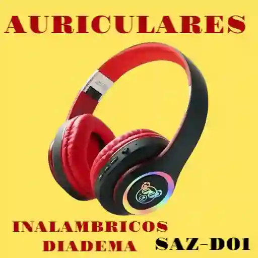 Auriculares Inalámbricos Diadema Luminosa Saz-d01 Roja/negro