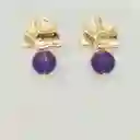 Aretes Dorados Con Piedra Amatista