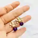 Aretes Dorados Con Piedra Amatista