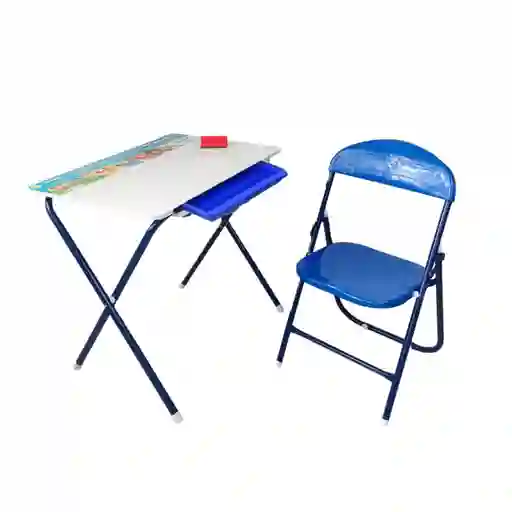 Escritorio Infantil Plegable Con Silla 394kistaz3 -azul