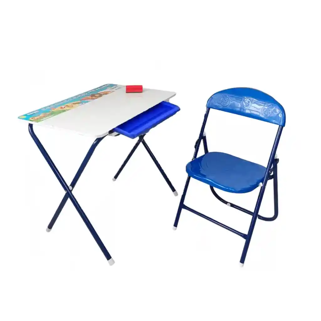 Escritorio Infantil Plegable Con Silla 394kistaz3 -azul