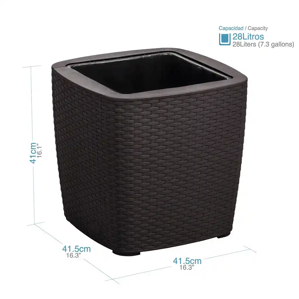 Maceta Para Exteriores Y Jardín Tipo Ratán Mq 493-wengue