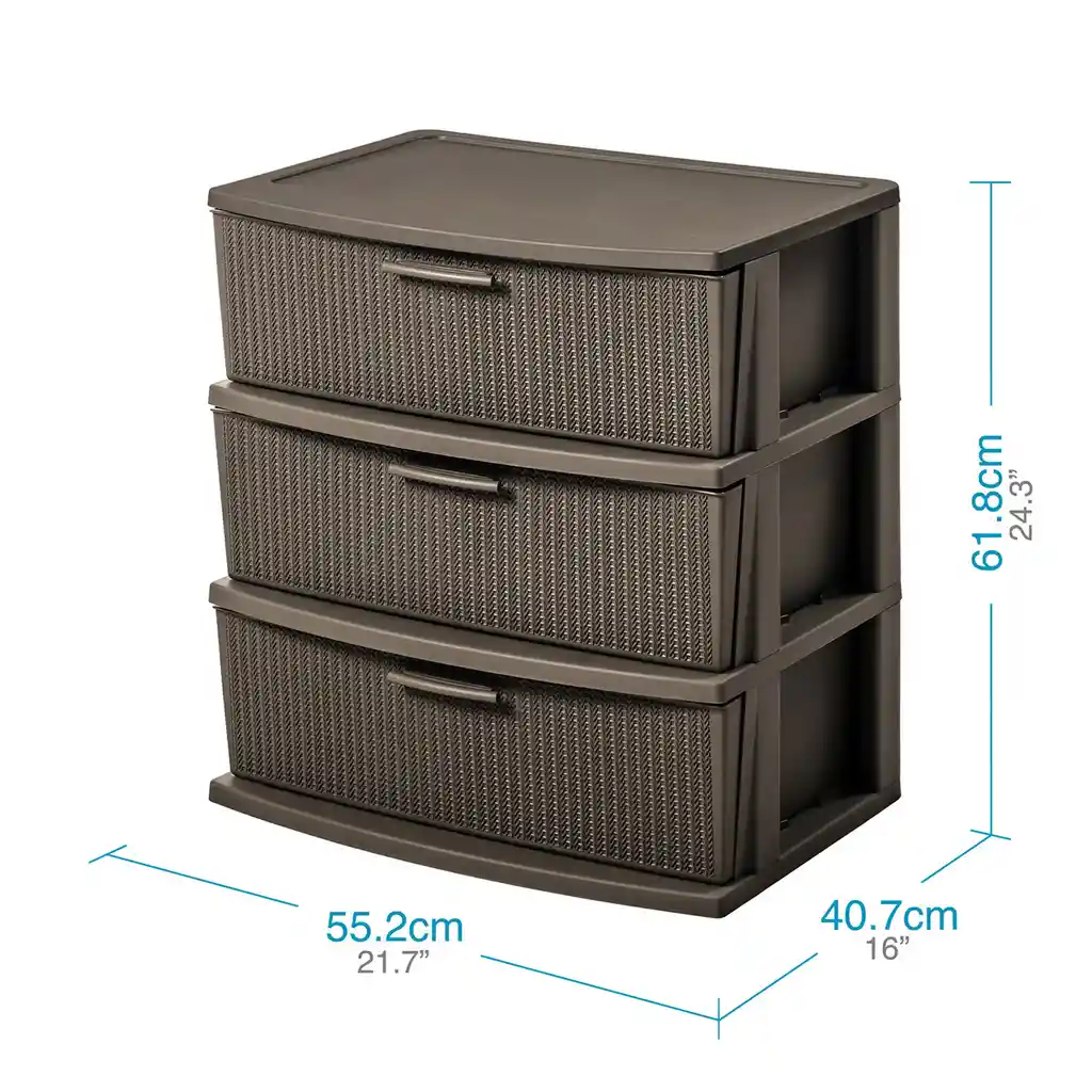 Comoda 3 Gavetas Tipo Crochet Mq 576 -mocca