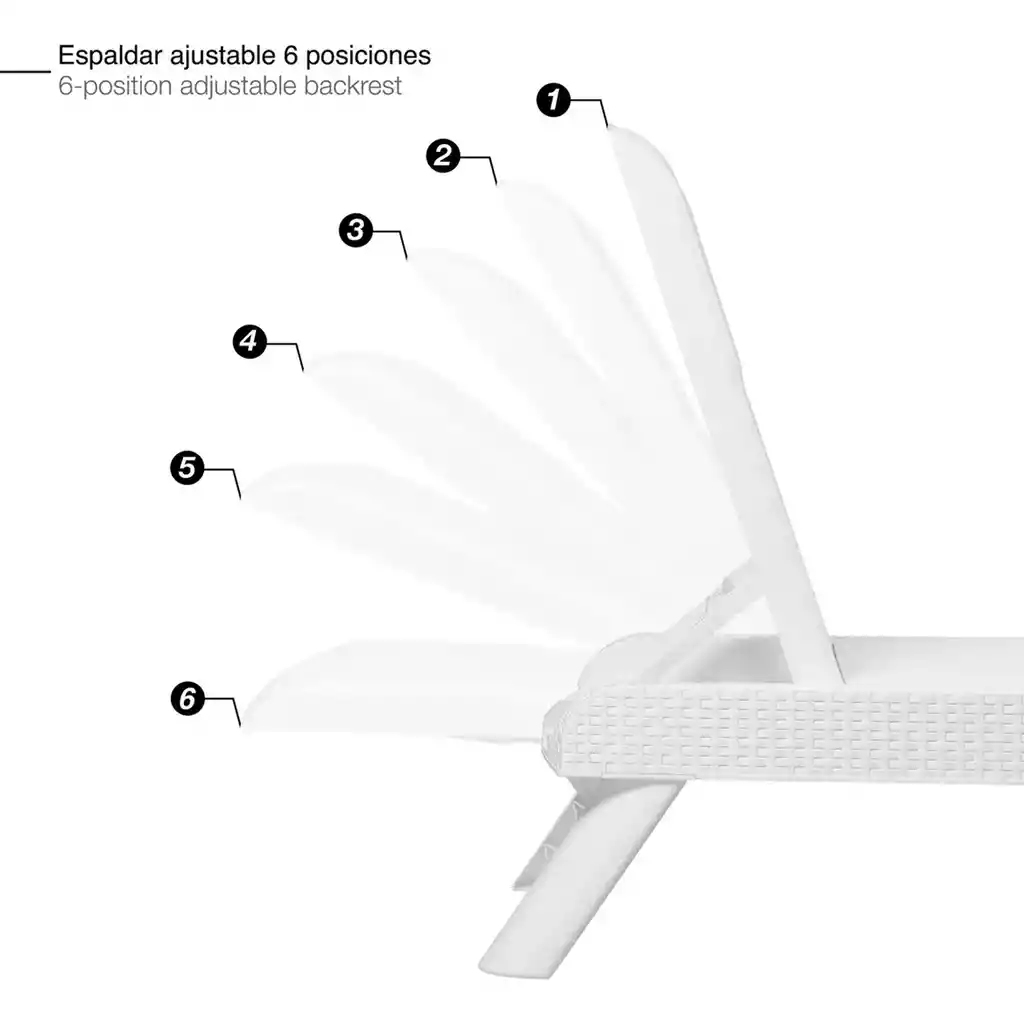 Cama Asoleadora Tipo Ratan Mq 573 -blanco