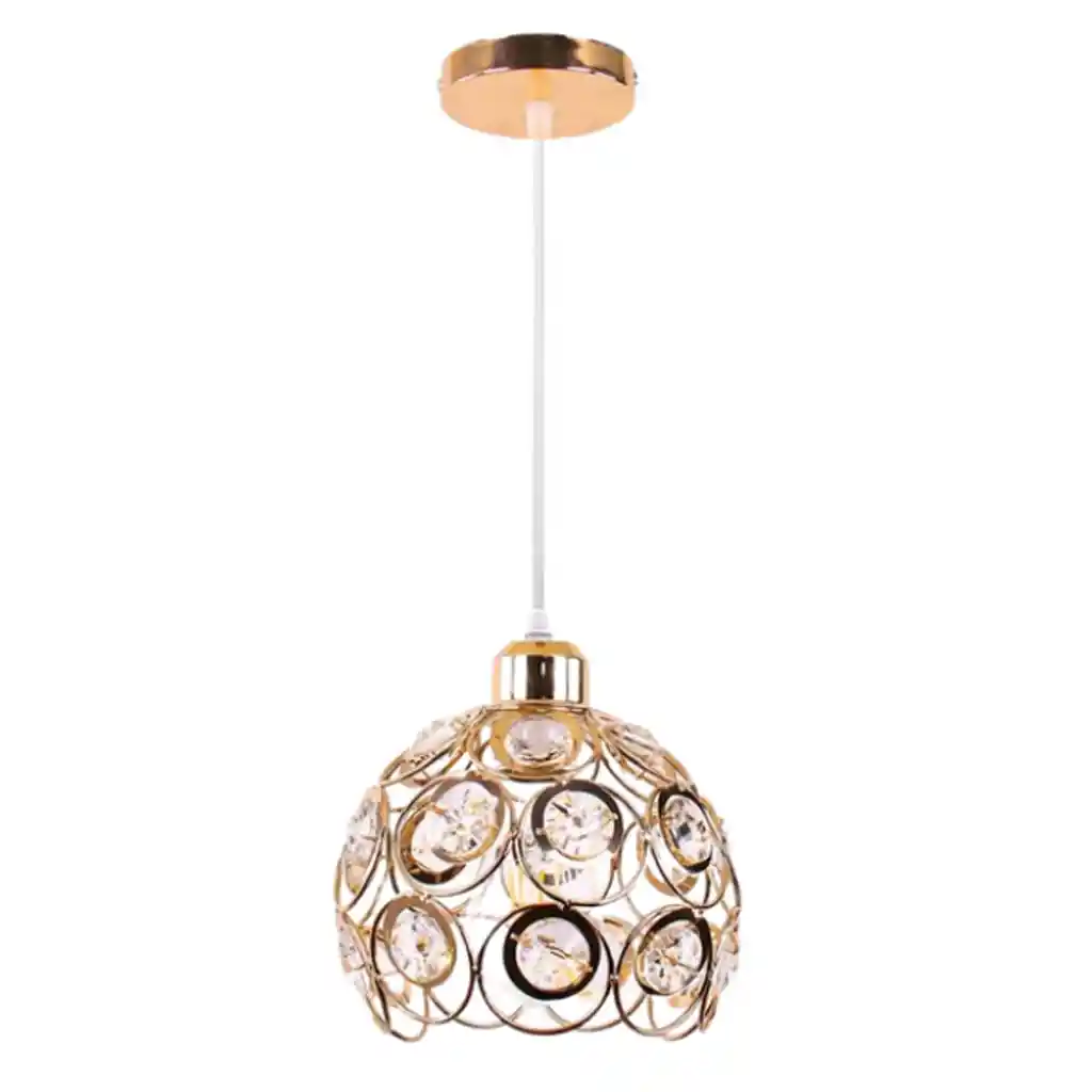 Lámpara Colgante Canastilla Cristales 1 Luz Dixton Lt06993 -dorado