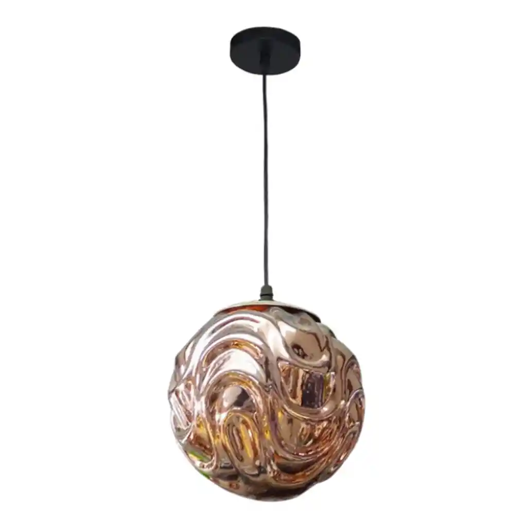 Lámpara Colgante Esfera Corrugada 1luz Dixton Lt08617 -oro Rosa