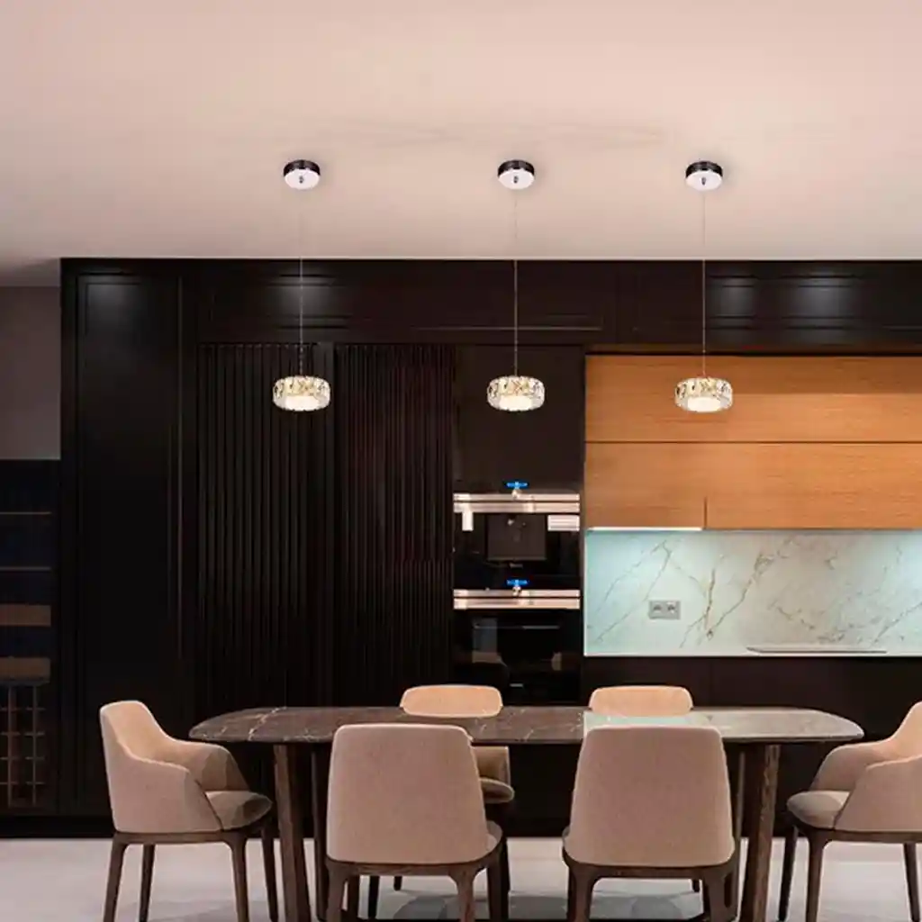 Lámpara Colgante En Cristal 3 Tonos Led Dixton Lt08317-1 -transparente