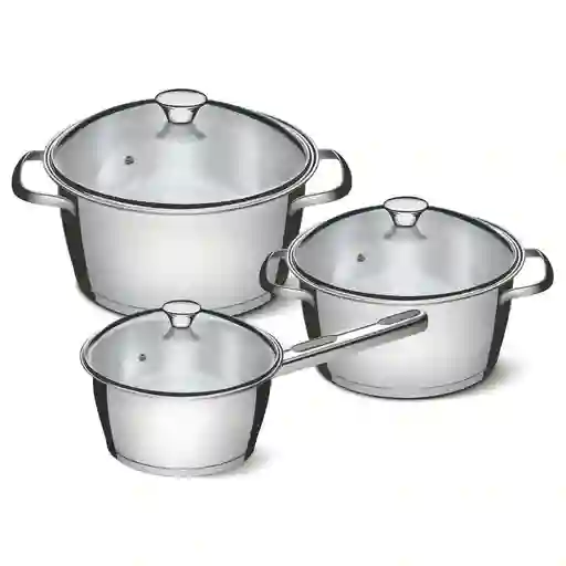 Batería De Cocina Allegra 3pzas Tramontina 30000/381 -plateado