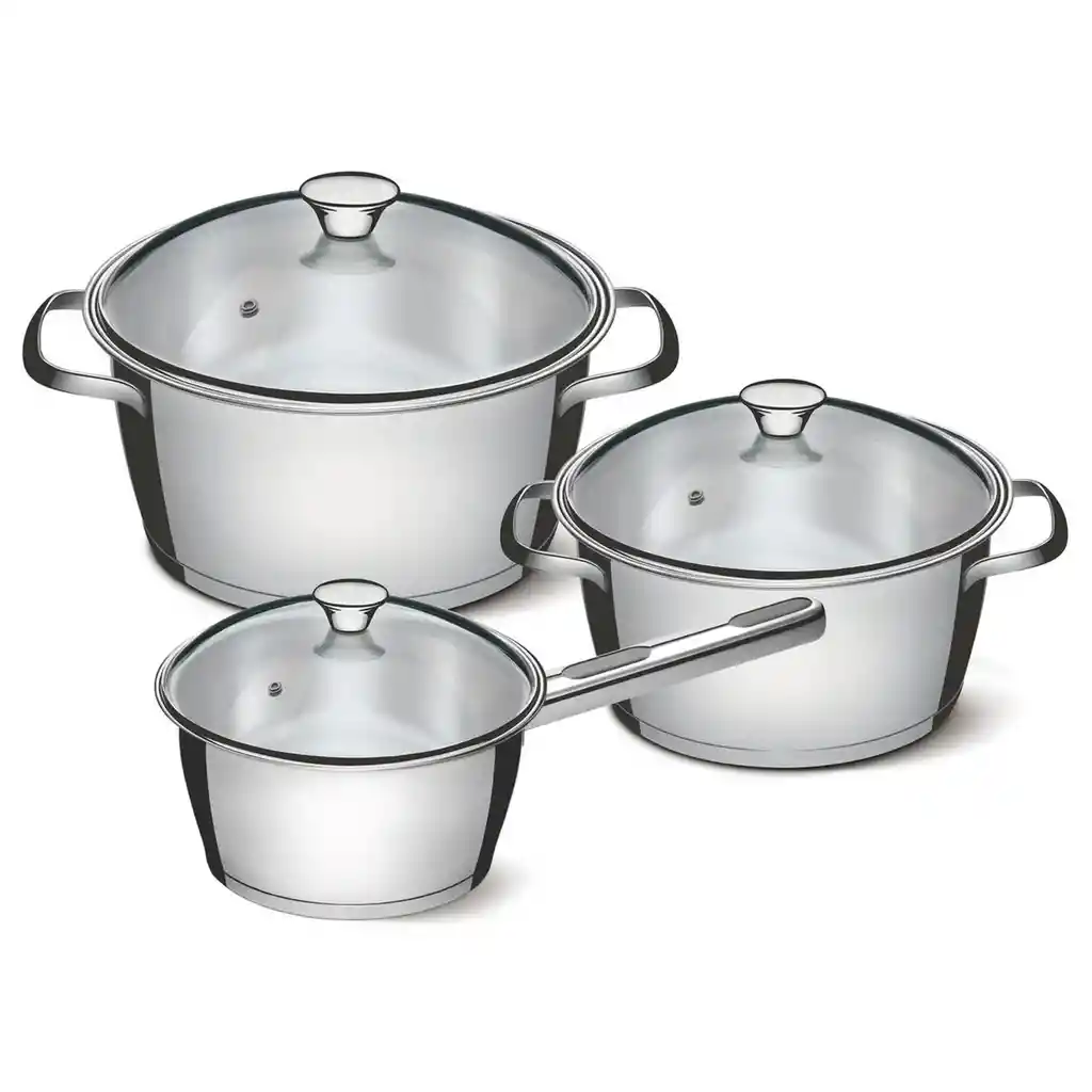 Batería De Cocina Allegra 3pzas Tramontina 30000/381 -plateado