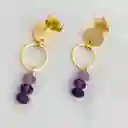 Aretes Dorados Con Piedras Amatista
