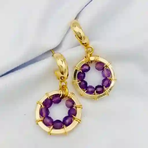Aros Girasol De Amatista