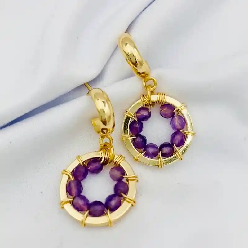 Aros Girasol De Amatista