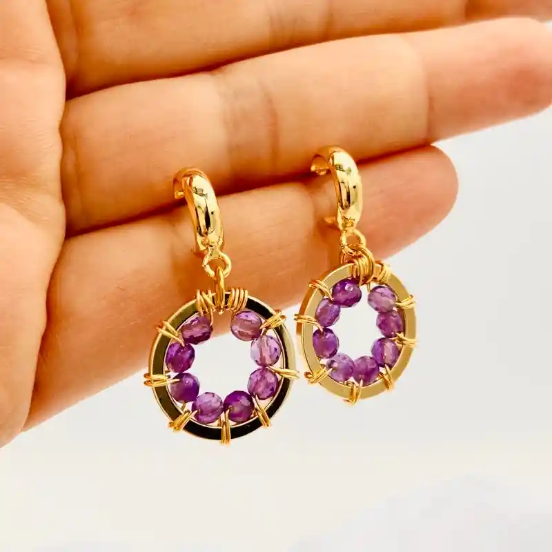 Aros Girasol De Amatista