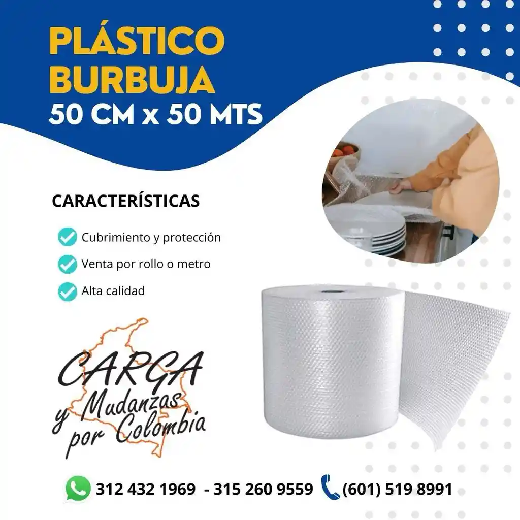 Plástico Burbuja 50 Cm X 50 Mts - Embalaje