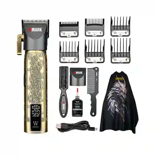 Maquina Peluquera Afeitadora Todo En 1 Con Capa Recargable Digital Con Guías Wmark Pro