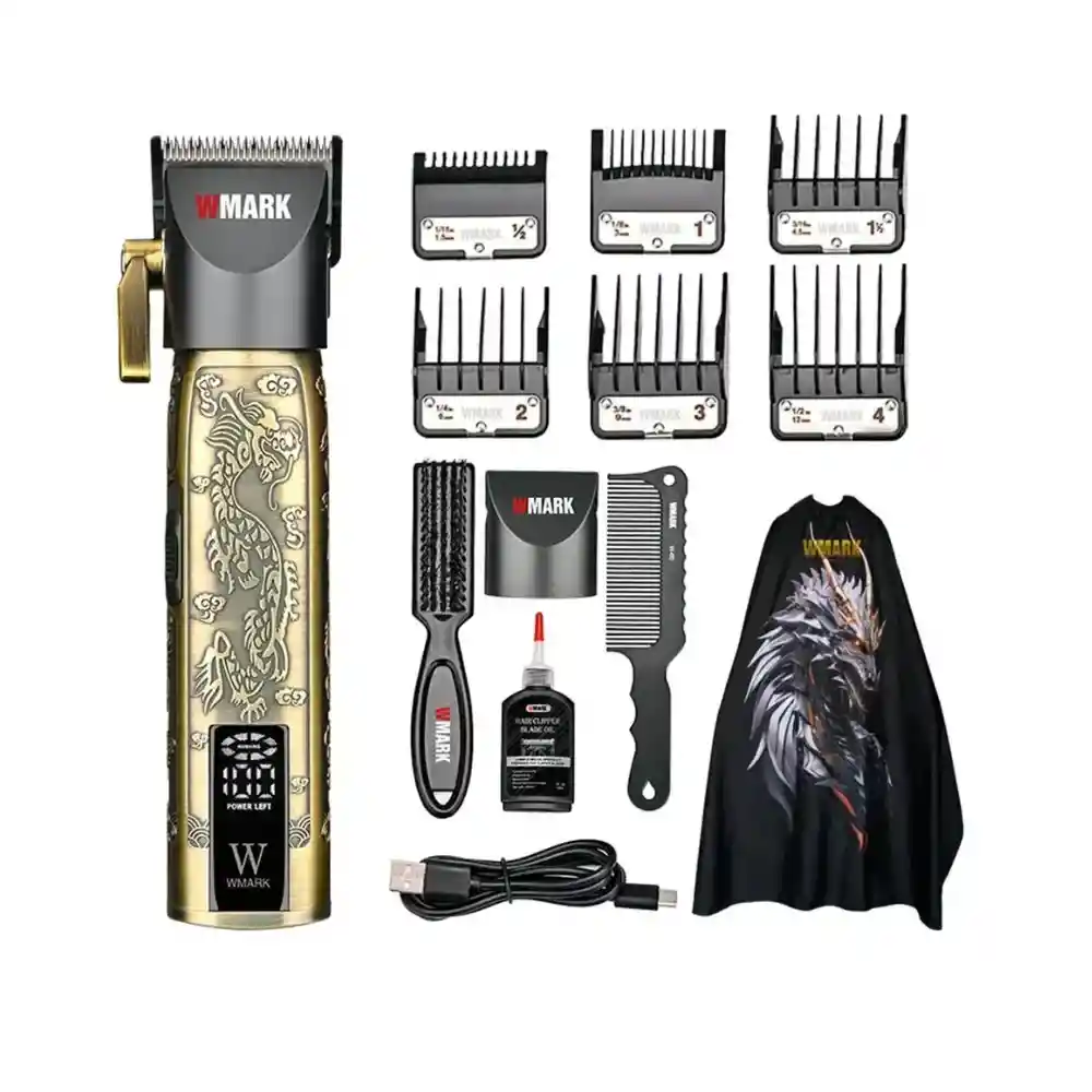 Maquina Peluquera Afeitadora Todo En 1 Con Capa Recargable Digital Con Guías Wmark Pro