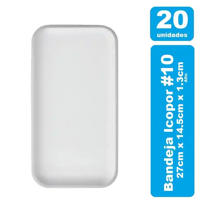 Bandeja Icopor #10 Blanco X 20und