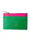 Tarjetero Mini En Cuero Rosa Y Verde Mix